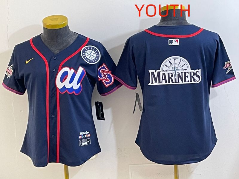 Youth 2025 Seattle Mariners Blank Drak Blue All star Nike MLB Jersey style 06->youth mlb jersey->Youth Jersey